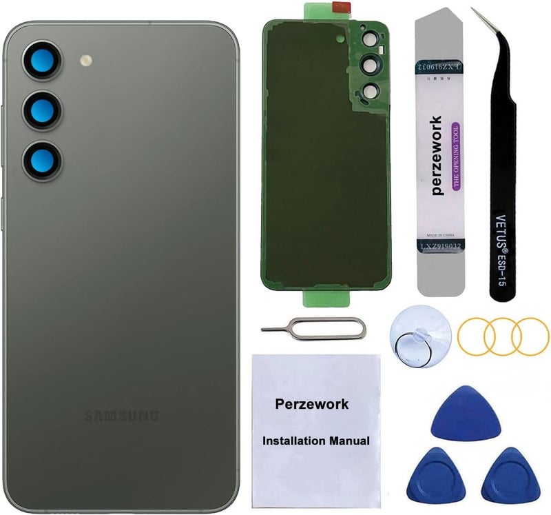 Perzework استبدال زجاج الخلفي لجهاز سامسونج جالاكسي S23 بلس مع مجموعة أدوات الإصلاح ودليل (أخضر) - Image 1